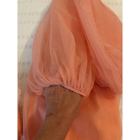 Vintage Gossard Artemis Coral Pink Peignoir Chiffon Nightgown & Robe Set Small - Picture 10 of 12